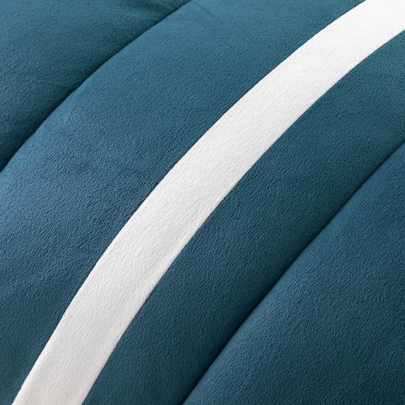 Kasentex Velvet Plush Fleece Micromink Soft Down Alternative Comforter Set with Stripe Design Soft Bedding Green King 3 Piece