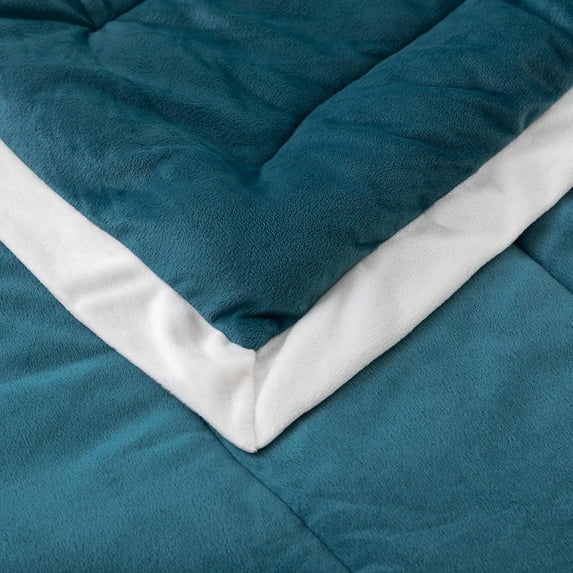 Kasentex Velvet Plush Fleece Micromink Soft Down Alternative Comforter Set with Stripe Design Soft Bedding Green Queen 3 Piece