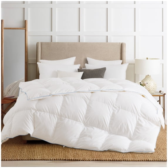 Kasentex White Goose Down Comforter, King size 104 in x 90 in, all season cotton duvet insert
