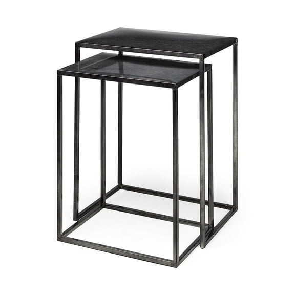 Kasey (Set of 2) 17.7L x 12.6W x 24.4H Galvanized Gray Metal Accent Tables