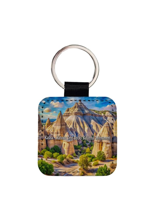 Kasha - Katuwe Tent Rocks National Monument New Mexico Faux Leather Square Keychain