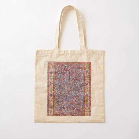 Kashan Central Persian Rug Canvas Tote Bags, Reusable Shopping Bag