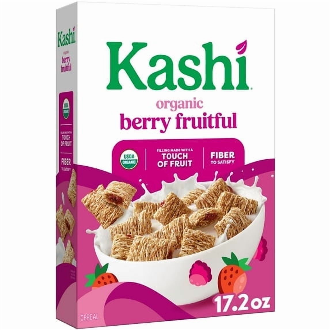 Kashi Breakfast Cereal, Organic, Fiber Cereal, Berry Fruitful, 17.2oz Box - 4 Pack