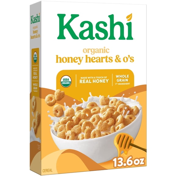 Kashi Breakfast Cereal, Organic, Whole Grain, Honey Toasted, 13.6oz Box (1 Box)