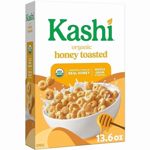 Kashi Breakfast Cereal, Organic, Whole Grain, Honey Toasted, 13.6oz Box (1 Box)