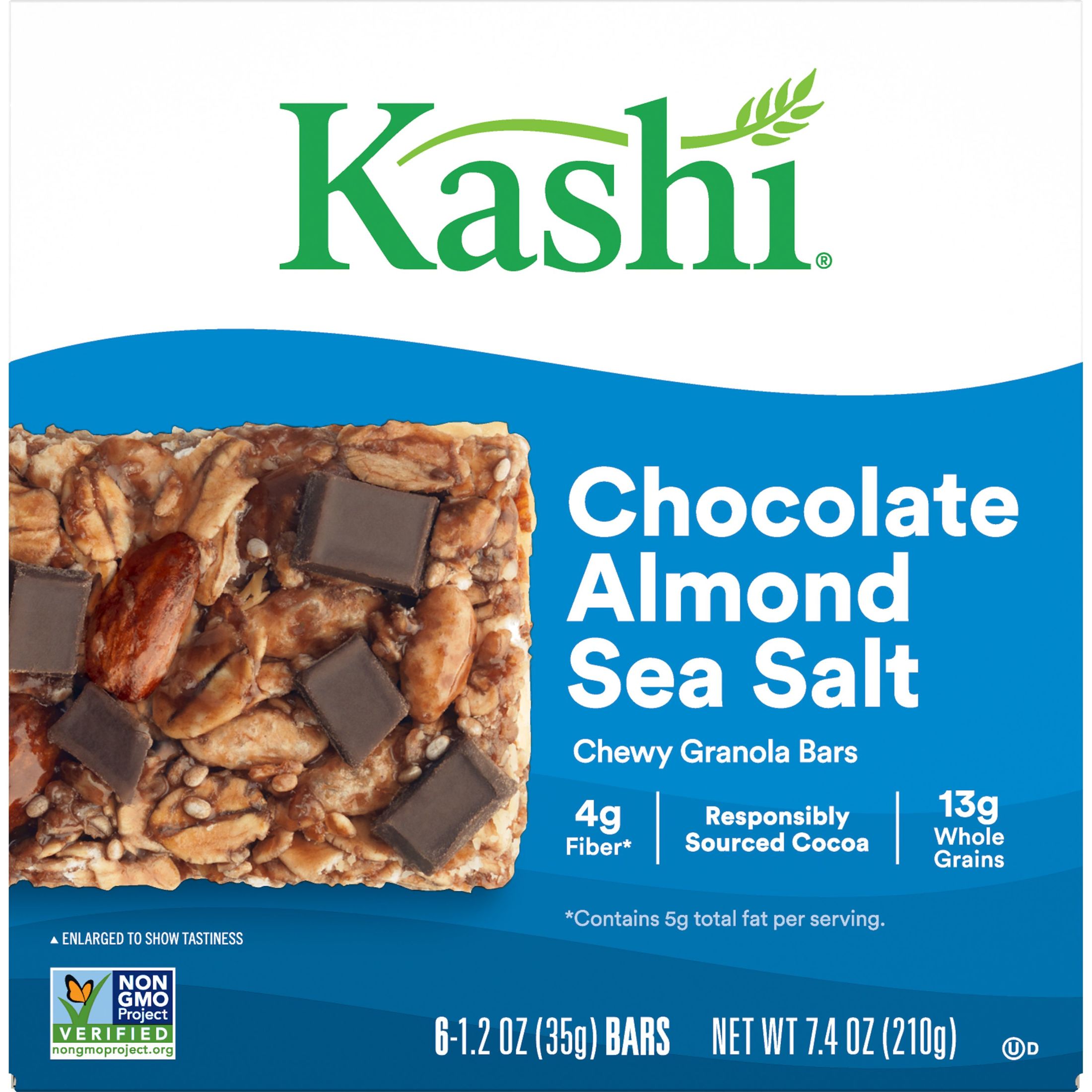 Kashi Chocolate Almond Sea Salt Chewy Granola Bars, Ready-to-Eat, 7.4 oz, 6 Count - image 1 of 13