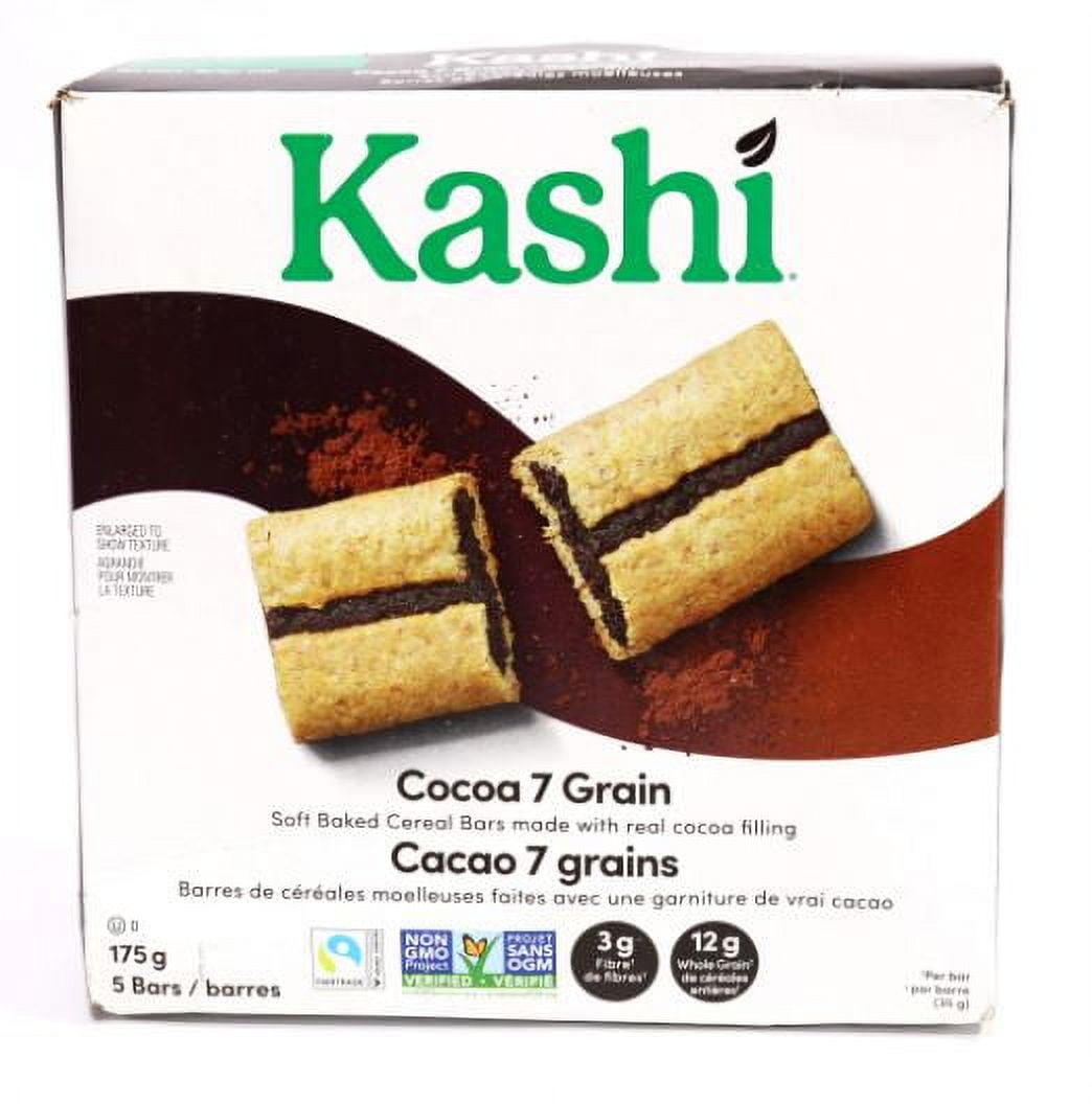 Kashi Cocoa 7 Grain Soft Baked Cereal Bars, (5x35 g), 175g/6.2 oz., Box,  {Imported from Canada}, image size:1044x1056