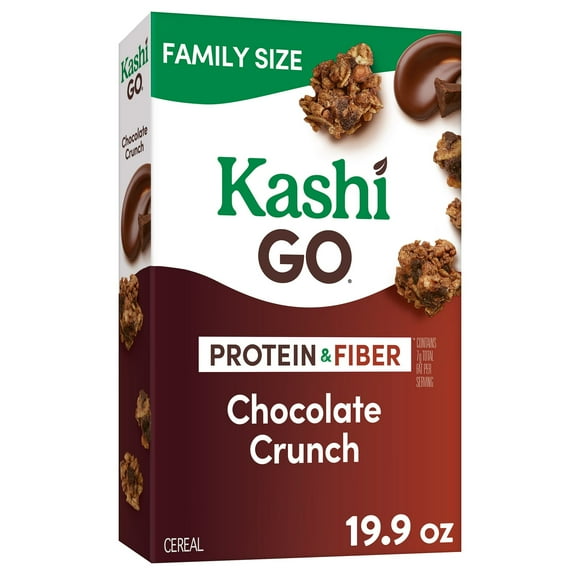 Kashi GO Breakfast Cereal, Vegan Protein, Fiber Cereal, Family Size, Chocolate Crunch, 19.9oz Box (1 Box)