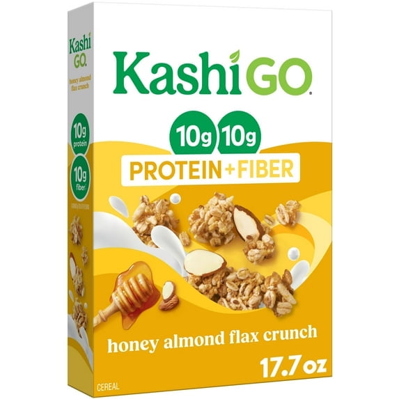 Kashi GO Protein Cereal, 10g Protein, 10g Fiber, Honey Almond Flax Crunch, 17.7oz Box (1 Box)pack of 2