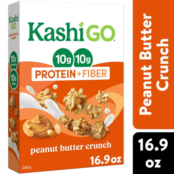 Kashi GO Protein Cereal, 10g Protein, 10g Fiber, Peanut Butter Crunch, Box (1 Box)