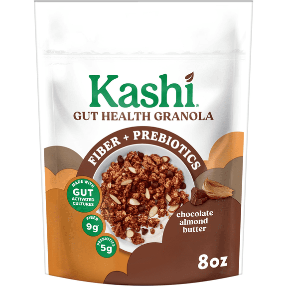 Kashi Gut Health Chocolate Almond Butter Granola, Prebiotics and High Fiber, Whole Grain, 8 oz