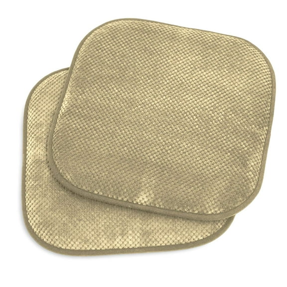 Kashi Home 16"x16" Memory Foam Chair Seat Cushion Pad for Kitchen, Dining Room, Patio Chairs, Set of 2, Beige