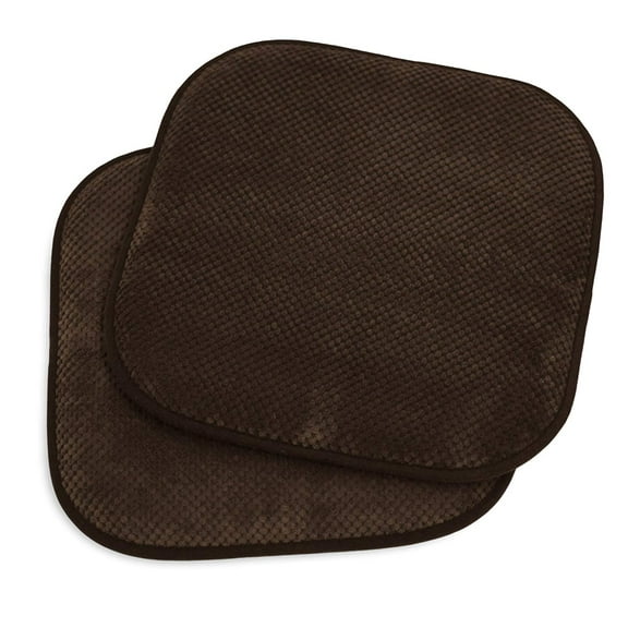 Kashi Home 16"x16" Memory Foam Chair Seat Cushion Pad for Kitchen, Dining Room, Patio Chairs, Set of 2, Chocolate