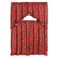 thumbnail image 1 of Kashi Home 3 Piece Christmas Decorative Kitchen Curtain Set, Ruffled Swag Valance & Tiers, Holiday Window Decor (Red Poinsettia), 1 of 4