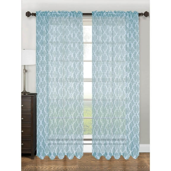 Kashi Home CP042438 Lucy Sheer Curtain Panel, Turquoise