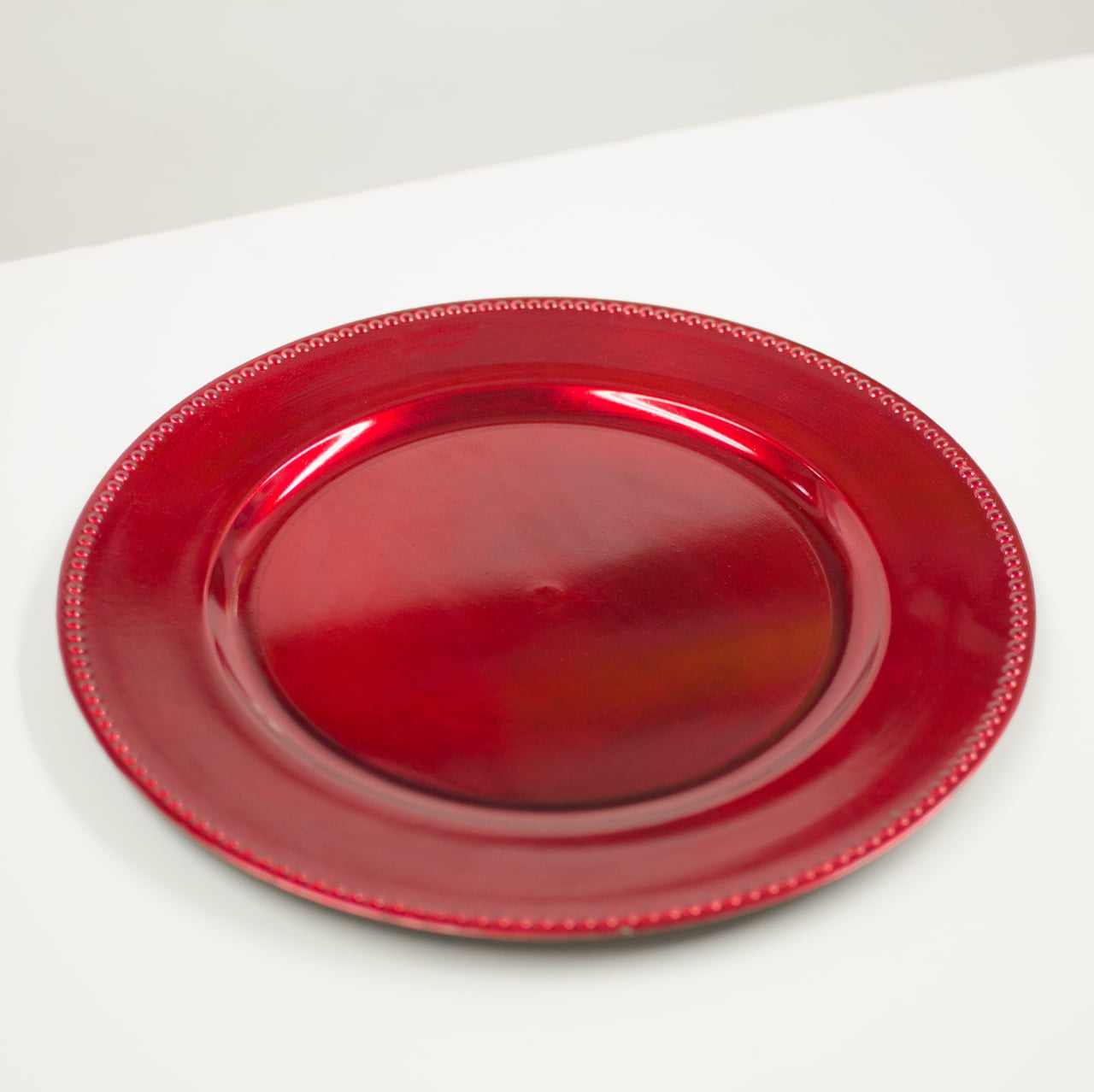 Red Border Plate Red Decorative Beaded Border Charger Plate, 13