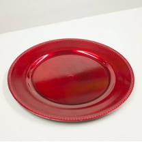 Kashi Home Decorative Beaded Border Charger Plate, 13" Round, Red, Acrylic Plastic