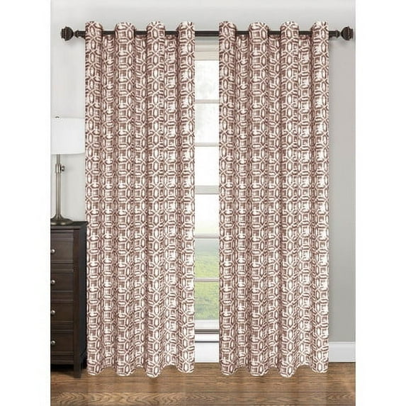 Kashi Home Emma Geometric Grommet Single Curtain Panel