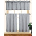 thumbnail image 1 of Kashi Home Fiona 3pc Leaves Embroidered Decorative Kitchen Curtain Set (Gray/Gray), 1 of 1