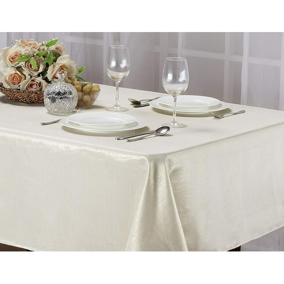 Kashi Home Glitter Fabric Tablecloth with Decorative Glitter Design for Gathering, Buffet Table, Parties, Holiday Dinner, Wedding & More, 60"X102", Gold