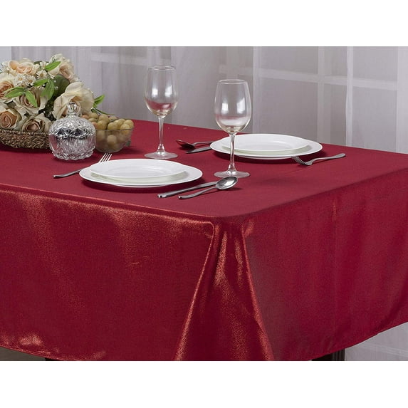Kashi Home Glitter Fabric Tablecloth with Decorative Glitter Design for Gathering, Buffet Table, Parties, Holiday Dinner, Wedding & More, 60"X84", Red