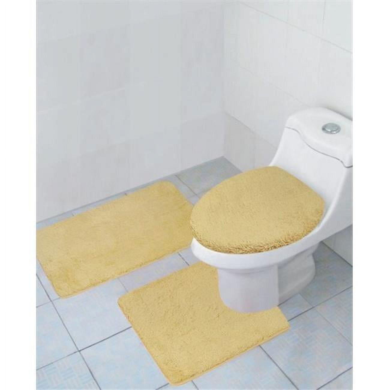 Kashi Home Hailey 3 Piece Bath Rug Set, Bath Mat, Contour Rug, Toilet