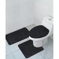 thumbnail image 1 of Kashi Home Hailey 3 Piece Bath Rug Set, Bath Mat, Contour Rug, Toilet Seat Lid Cover, Soft Pile, Water Absorbent Solid Color (Black), 1 of 2