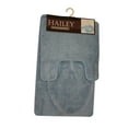 thumbnail image 1 of Kashi Home Hailey 3 Piece Bath Rug Set, Bath Mat, Contour Rug, Toilet Seat Lid Cover, Soft Pile, Water Absorbent Solid Color (Light Blue), 1 of 2