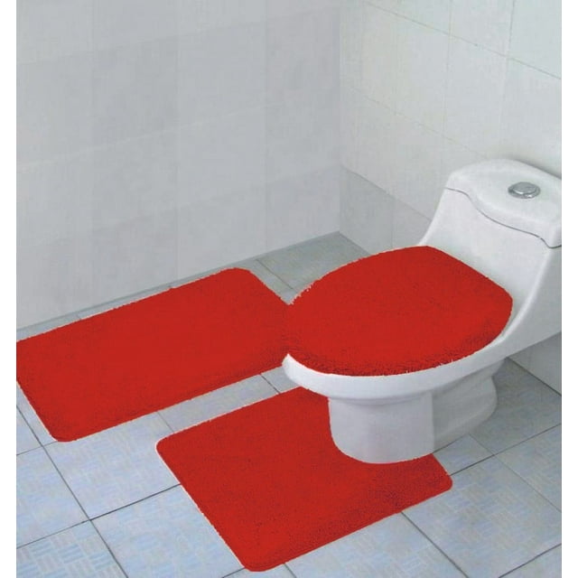Kashi Home Hailey 3-Piece Bath Rug Set - Bath Mat, Contour Rug, Lid ...