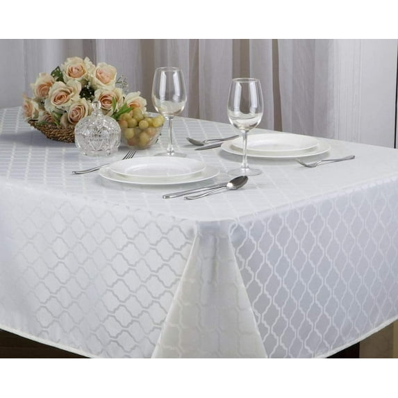 Kashi Home Harriet Jacquard Tablecloth 60"x84" White