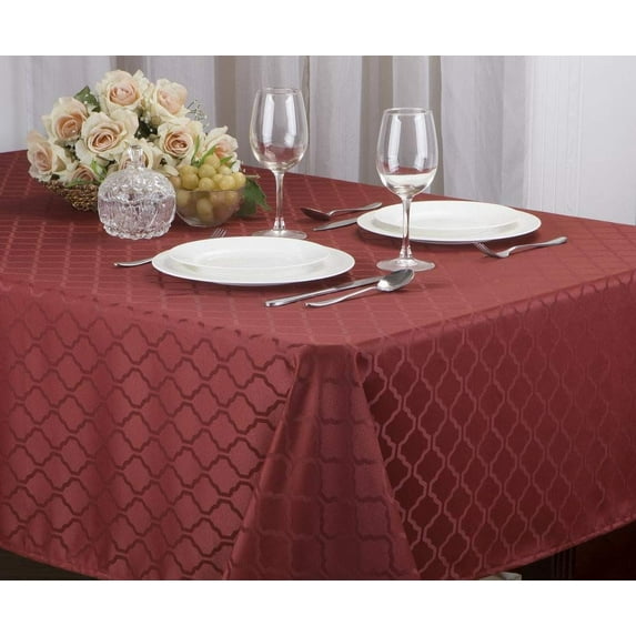 Kashi Home Harriet Jacquard Tablecloth 70" Round Burgundy