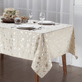 thumbnail image 1 of Kashi Home Holiday Decorative Tablecloth Shining Christmas Beautiful Foil Design for Holidays Gathering Beige/Gold 60x102, 1 of 3