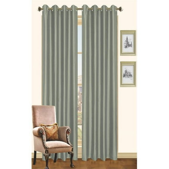 Kashi Home Holly Collection Window Treatment/Curtain/Sheer Faux Silk with Grommet Top 57" X 90", Blue 2 PC