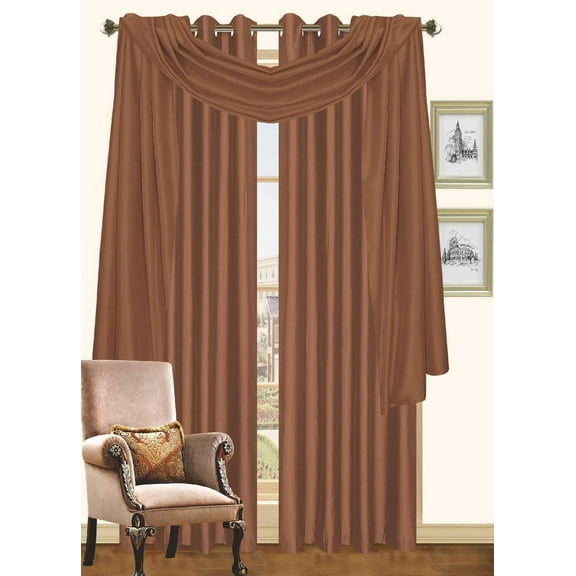Kashi Home Holly Collection Window Treatment/Curtain/Sheer Faux Silk with Grommet Top 57" X 90", Orange 2 PC