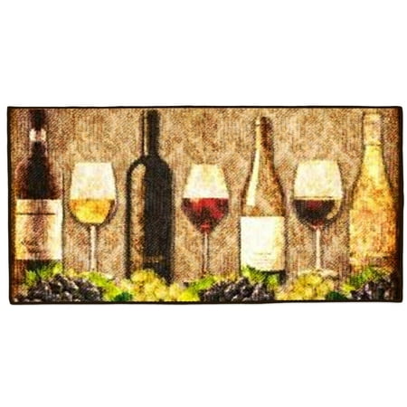 Kashi Home Kitchen Rug, Area Rug, Mat, Beautiful Print Non-Skid Latex Back Borgogna 20x40 Rectangle