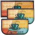 thumbnail image 1 of Kashi Home Kitchen Rug, Printed Area Rug, Durable Floor, Door Mat, Farmhouse Non-Slip Carpet Latex Backing Beautiful Design Espresso 3pc Set (2 18x30 D Shape & 1 20x40), 1 of 5