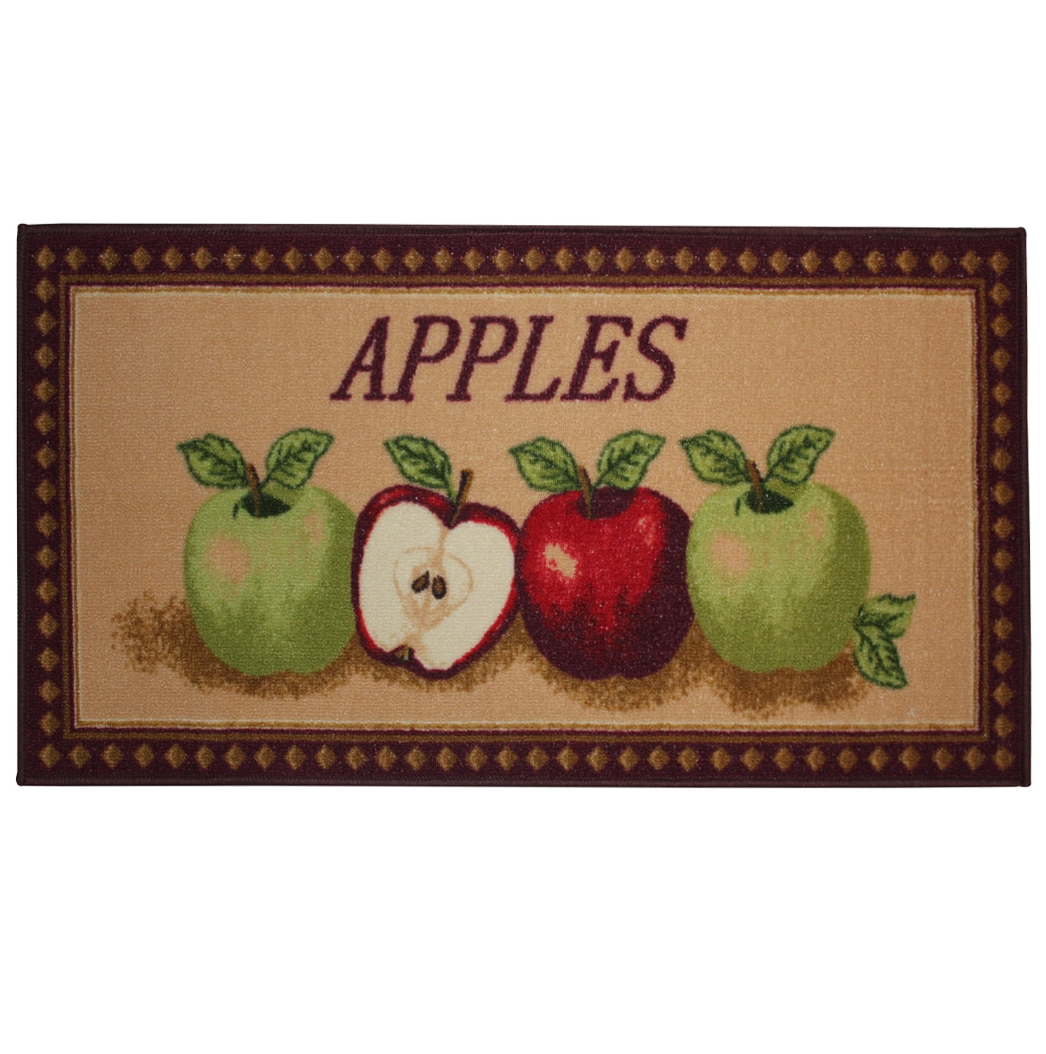 Mixed Apple Red and Green Polyester Kitchen Rug, 20" x 40"