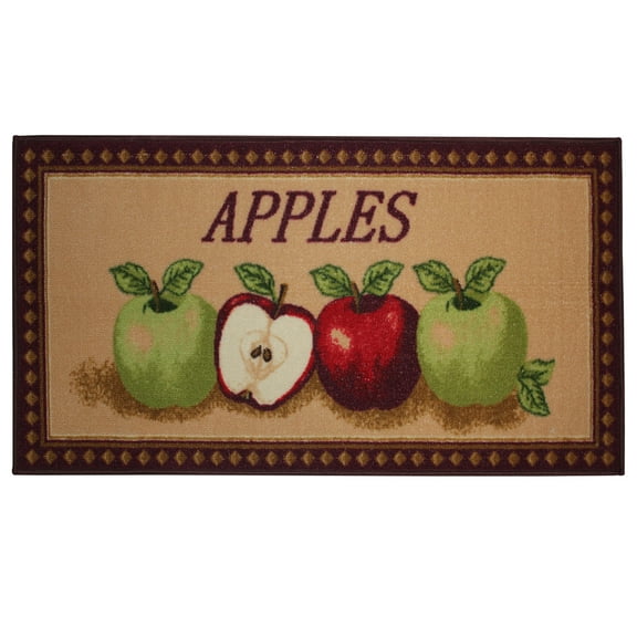 Kashi Home Kitchen Rug, Printed Area Rug, Durable Floor, Door Mat, Farmhouse Non-Slip Carpet Latex Backing Beautiful Design, Mixed Apple 20x40 Rectangle