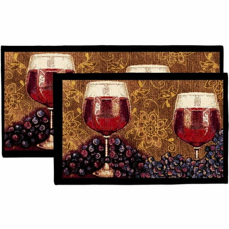 Kashi Home Kitchen Rug, Printed Area Rug, Durable Floor, Door Mat, Farmhouse Non-Slip Carpet Latex Backing Beautiful Design Rossissimo 18x30 Rectangle