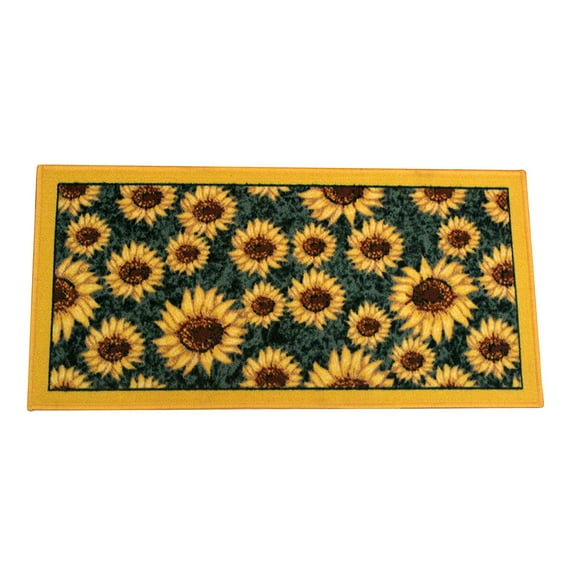 Kashi Home Kitchen Rug, Printed Area Rug, Durable Floor, Door Mat, Farmhouse Non-Slip Carpet Latex Backing Beautiful Design, Sunflower 18x30 Rectangle