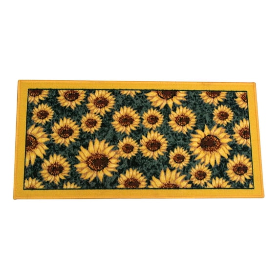 Kashi Home Kitchen Rug, Printed Area Rug, Durable Floor, Door Mat, Farmhouse Non-Slip Carpet Latex Backing Beautiful Design, Sunflower 18x30 Rectangle