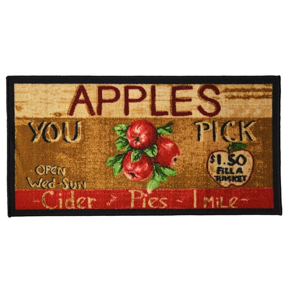 Kashi Home Kitchen Rug, Printed Area Rug, Durable Floor, Door Mat, Farmhouse Non-Slip Carpet Latex Backing Beautiful Design, Apple Cider 20x40 Rectangle