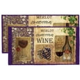 thumbnail image 1 of Kashi Home Kitchen Rug, Printed Area Rug, Durable Floor, Door Mat, Farmhouse Non-Slip Carpet Latex Backing Beautiful Design Bordeaux Wine 2pc Set (18X30 Rectangle & 20X40), 1 of 1