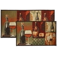 thumbnail image 1 of Kashi Home Kitchen Rug, Printed Area Rug, Durable Floor, Door Mat, Farmhouse Non-Slip Carpet Latex Backing Beautiful Design Cheese & Wine 2pc Set (18X30 Rectangle & 20X40), 1 of 1