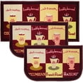 thumbnail image 1 of Kashi Home Kitchen Rug, Printed Area Rug, Durable Floor, Door Mat, Farmhouse Non-Slip Carpet Latex Backing Beautiful Design Coffee Cup 3pc Set (2 18x30 D Shape & 1 20x40), 1 of 5