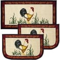 thumbnail image 1 of Kashi Home Kitchen Rug, Printed Area Rug, Durable Floor, Door Mat, Farmhouse Non-Slip Carpet Latex Backing Beautiful Design Dot Rooster 3pc Set (2 18x30 D Shape & 1 20x40), 1 of 5