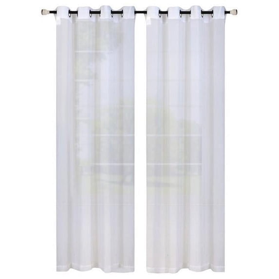 Kashi Home Leah Collection Window Sheer / Curtain / Panel 55"x 84" Lightweight Solid Sheer Design in White - Single Panel, Grommet Top Hanging Panel