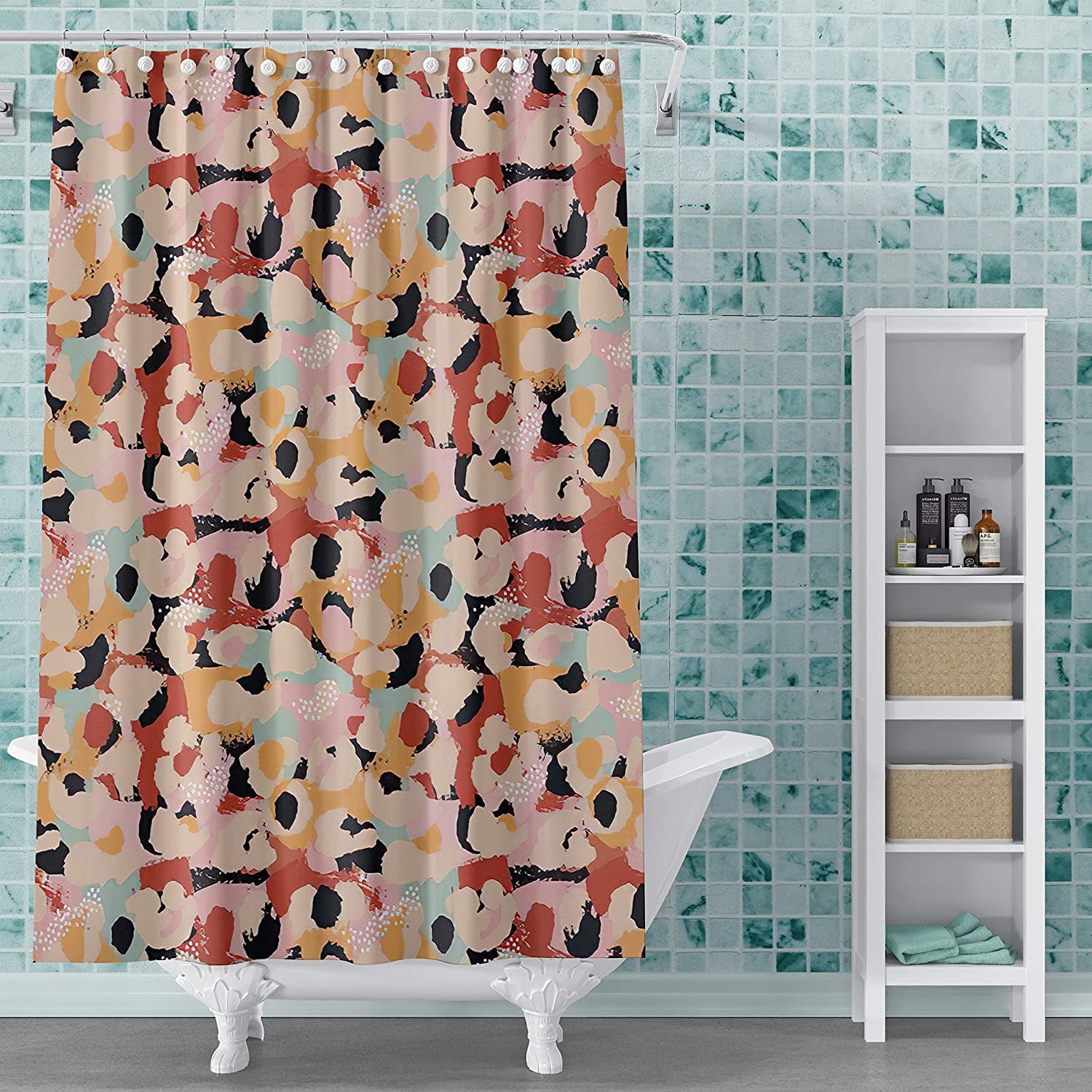 Kashi Home Modern Floral PEVA Shower Curtain Beautiful Printed Design ...