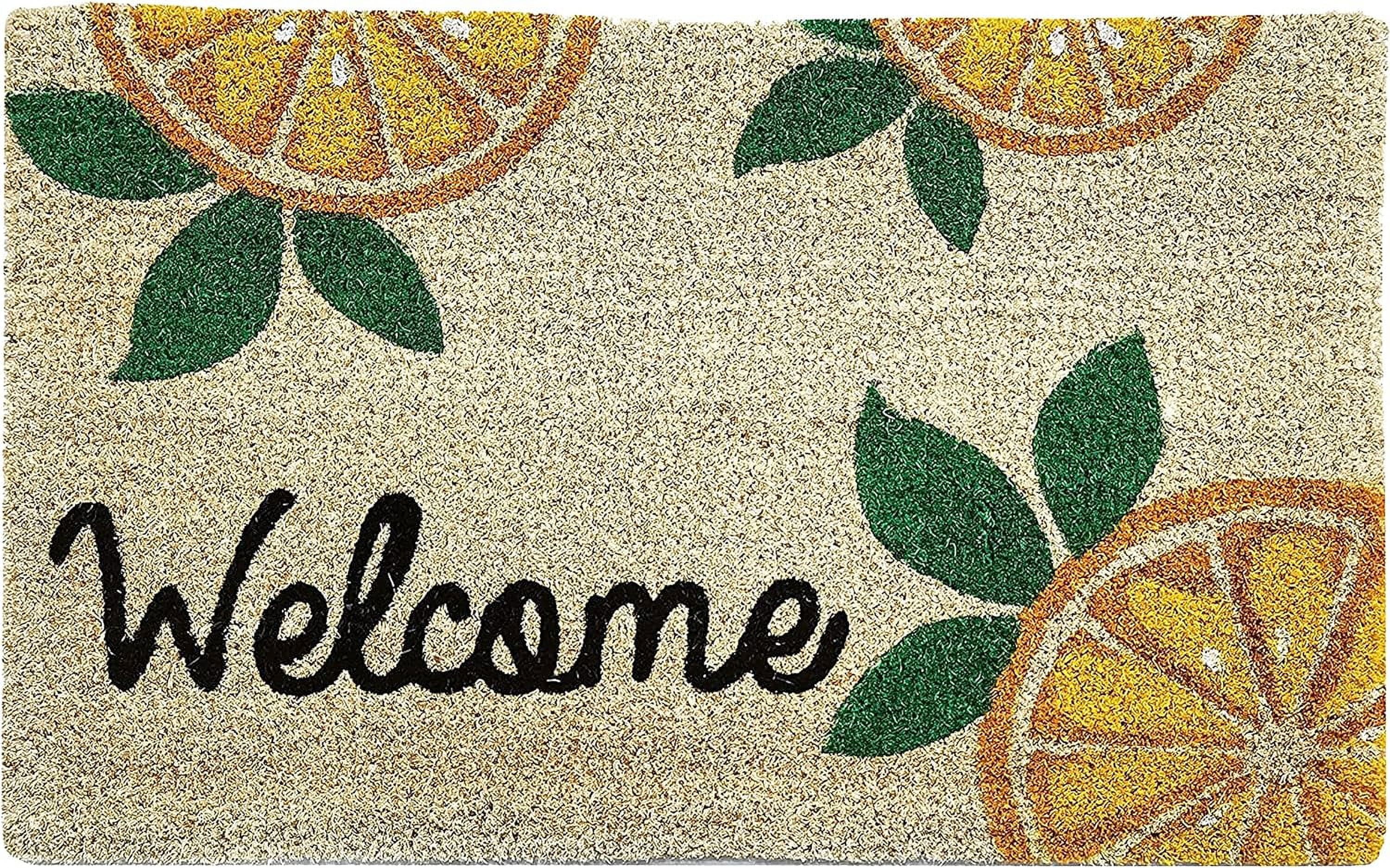 Kashi Home Printed Coir Fiber 18x28 NonSlip Doormat, Durable Outdoor