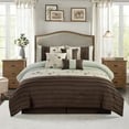 thumbnail image 1 of Kashi Home Queen Size Comforter Set 7 Pieces Brown Bedspread (86 * 86 Inch) with 2 Pillow Shams, Bedskirt and Decorative Pillows, Embroidered Lightweight Bedding - Luna, 1 of 6